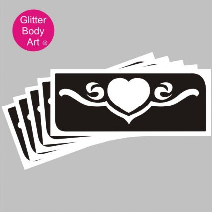 heart with a scroll temporary tattoo stencil
