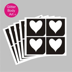 four hearts temporary tattoo stencil pack of 5 or 25
