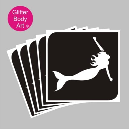 swimming mermaid temporary tattoo stencil