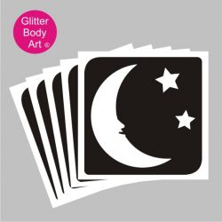 moon with two stars temporary tattoo stencil