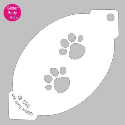 pair of cat or dog paw prints face paint stencil