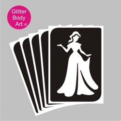 pretty princess in ballgown temporary tattoo stencil, elsa stencil, disney princess stencil