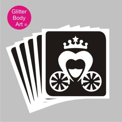 Disney princess carriage temporary tattoo stencil for kids glitter tattoos