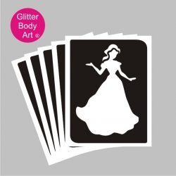 dancing princess temporary tattoo stencil for kids glitter tattoos, princess party idea stencil