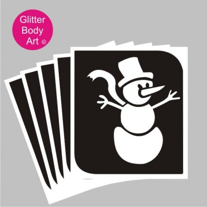 cute snowman with hat and scarf with carrot nose temporary tattoo stencil