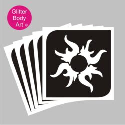 blazing sun temporary tattoo stencil for glitter tattoos, festival stencil