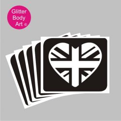 King Charles coronation union jack heart temporary tattoo stencil Coronation Stencils