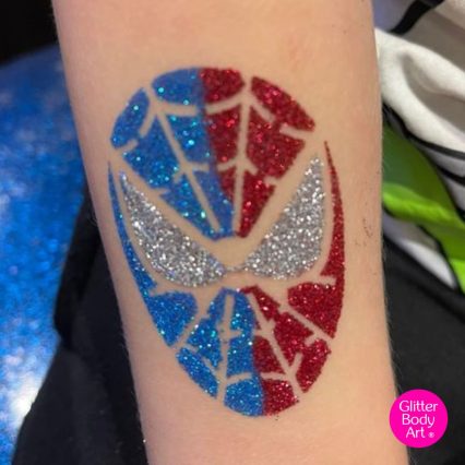 spiderman glitter tattoo stencil for kids temporary tattoos Glitter Body Art