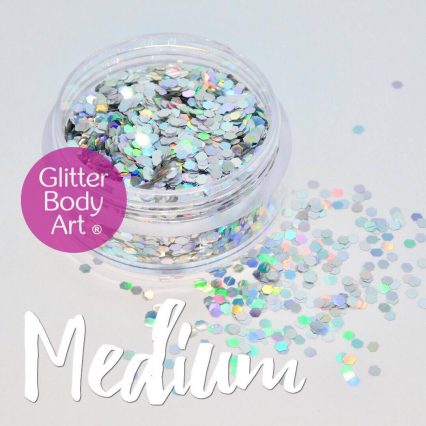 silver hexagon chunky holographic glitter shapes for eye makeup
