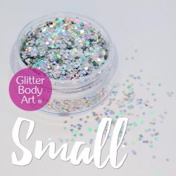 small chunky holographic silver glitter hexagon shapes