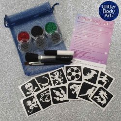 Boys temporary tattoos kit with glitter and tattoo stencils