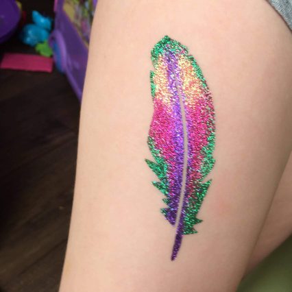 feather glitter tattoo stencil