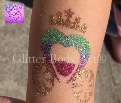 princess carriage glitter tattoo, princess party temporary tattoos