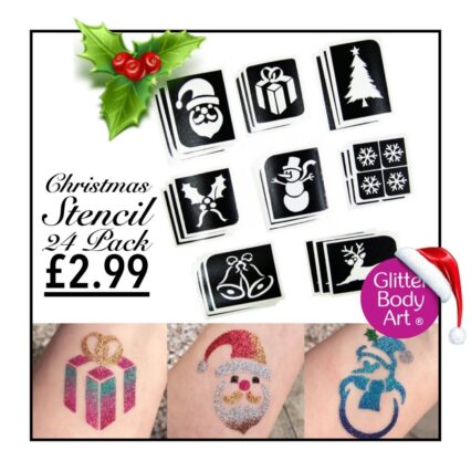 Christmas stencil pack of 24 glitter tattoo stencils