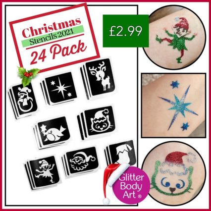 Christmas stencil packs - festive glitter tattoo designs