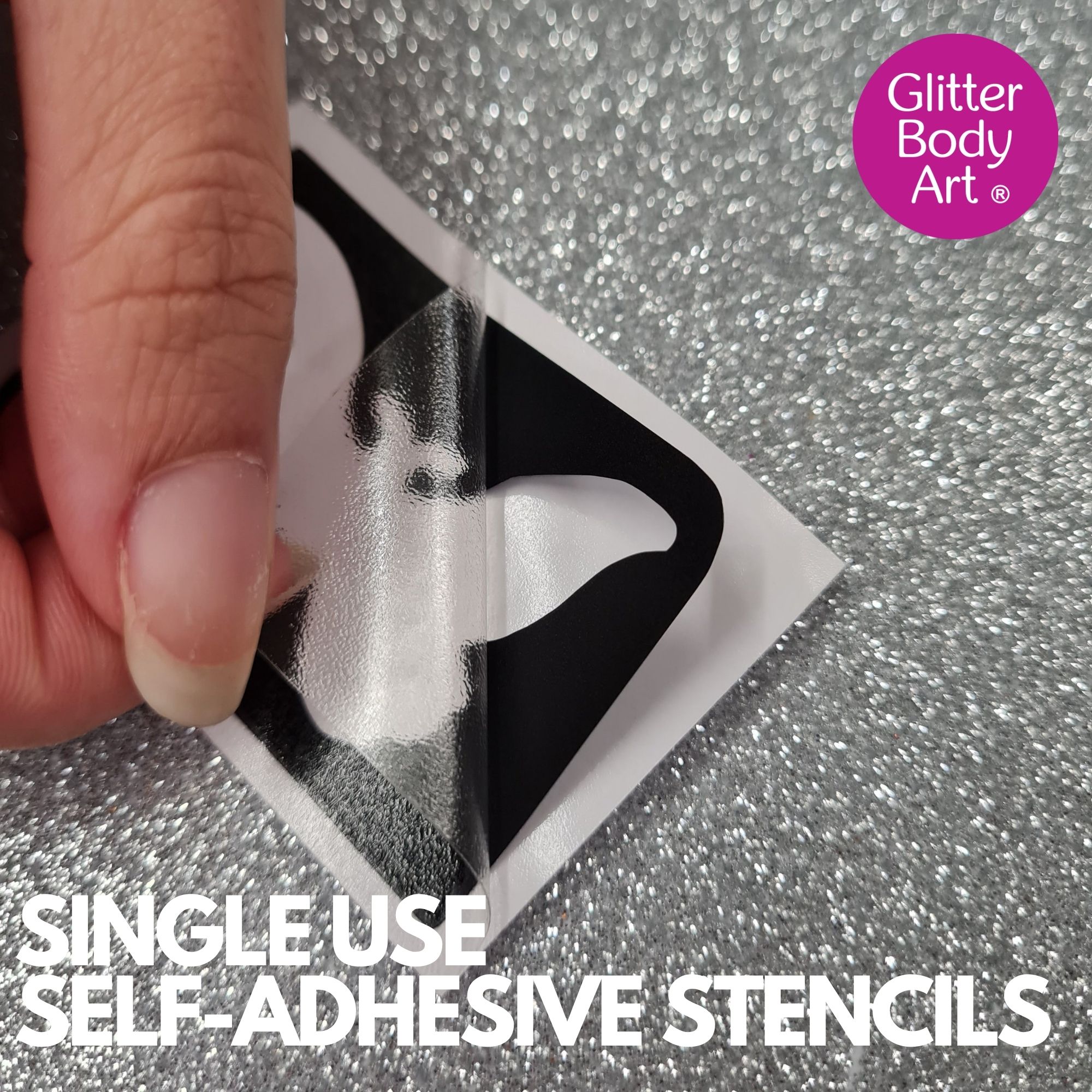 SINGLE USE SELF-ADHESIVE GLITTER TATTOO STENCIL