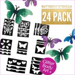 Butterfly glitter tattoo stencils pack for girls birthday party