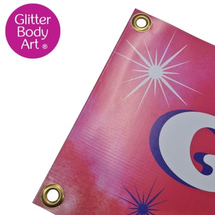 Glitter tattoo banner with eyelets for advertising glitter tattoos