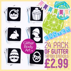 Easter Glitter Tattoo Stencil Pack of 24 Easter Stencil templates
