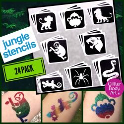 Jungle glitter tattoo stencils for kids temporary tattoos