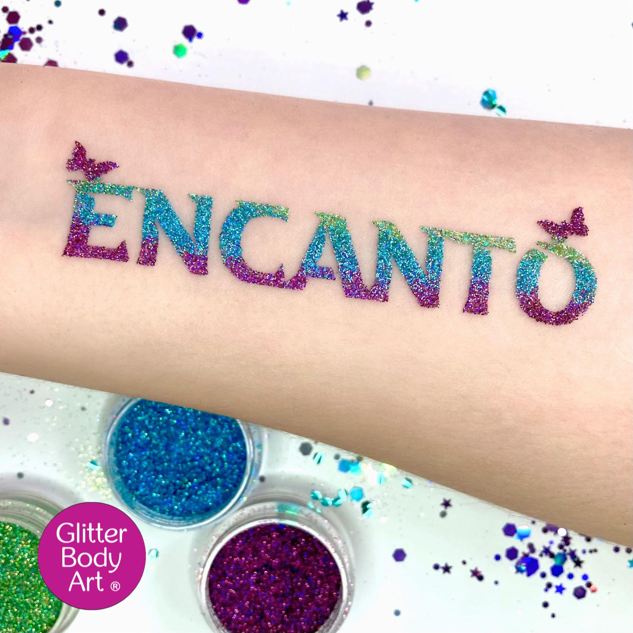 Encanto Glitter Tattoo stencils for kids birthday parties and events