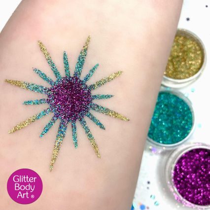 Enchanted Sun Encanto glitter tattoo stencil for kids' birthday parties and events