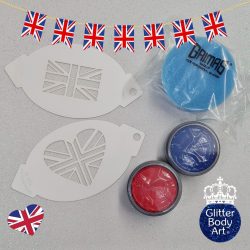 Platinum Jubilee Face Painting Kit with face Paint and jubilee stencils