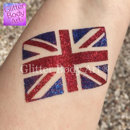Queen's jubilee glitter tattoo stencil kit, union jack stencils