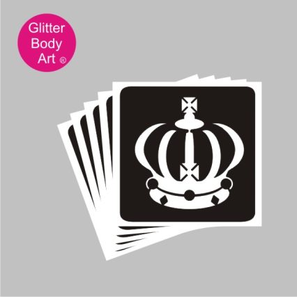 king charles coronation crown glitter tattoo stencil for temporary tattoos