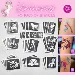 Unicorn Temporary Tattoo stencils for kids' glitter tattoo parties