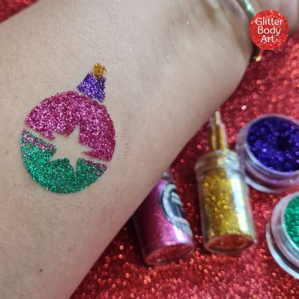 Christmas Bauble glitter tattoo stencil