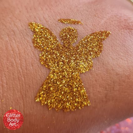 Christmas Angel Glitter Tattoo Stencil - Festive stencil designs uk