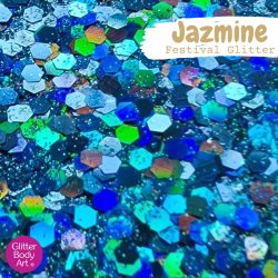 blue chunky glitter mix for face, body and hair