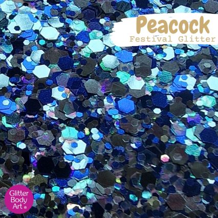 peacock blue chunky festival mix for face, hair and body