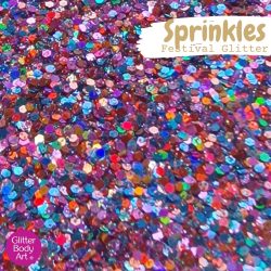Rainbow chunky glitter mix for face makeup, body and hair