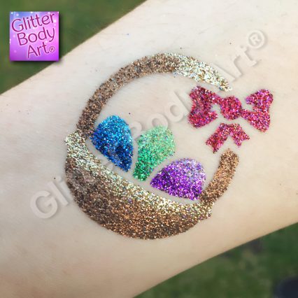 easter egg basket glitter tattoo stencil