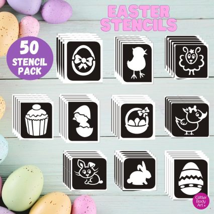 Easter glitter tattoo stencils, kids easter temporary tattoos