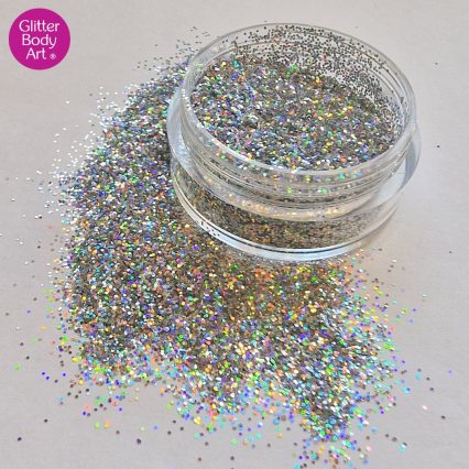 Silver holographic chunky nail art glitter flakes