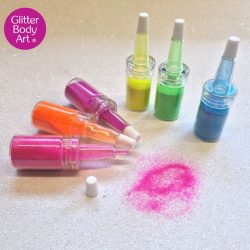 Uv set of puffer bottles for glitter tattoos