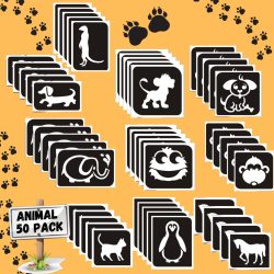 Animal glitter tattoo refill stencil pack for kids parties and events, arts & craft stencils