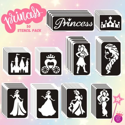 disney priincess glitter tattoo stencils, princess parties