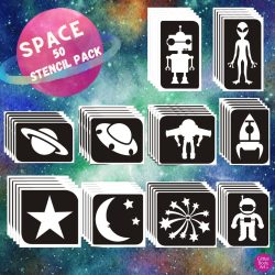 space themed glitter tattoo refill pack