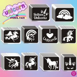 Unicorn glitter tattoos, unicorn party idea for kids parties
