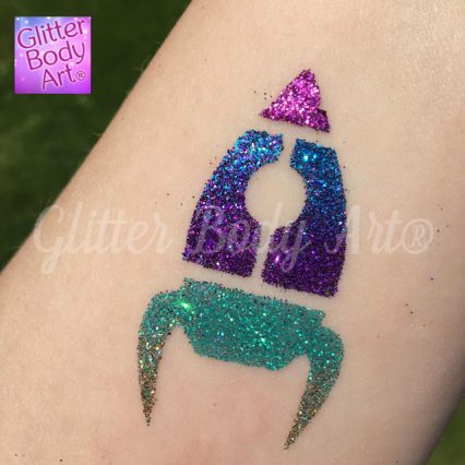 space rocket glitter tattoo