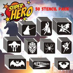 spiderman glitter tattoo stencil pack, superhero temporary tattoos