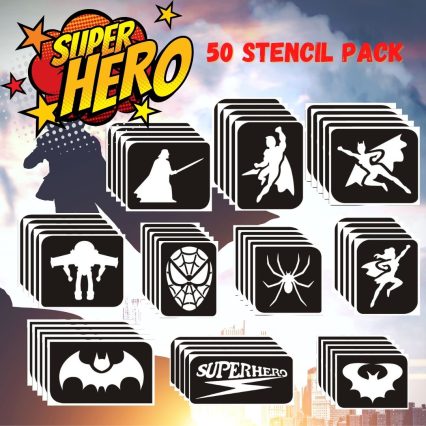 spiderman glitter tattoo stencil pack, superhero temporary tattoos