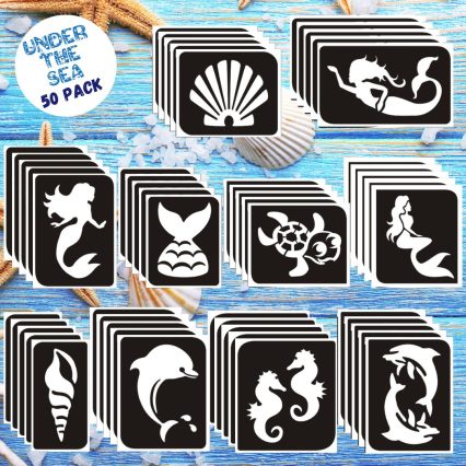 Under the sea, mermaid party stencils