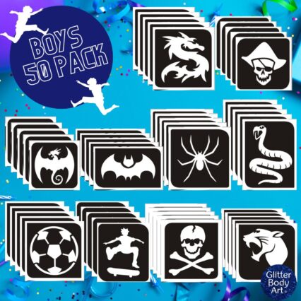 boys birthday party stencil designs for glitter tattoos