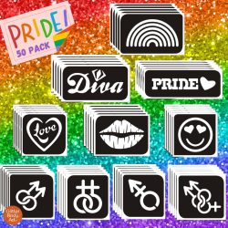 pride glitter tattoo stencils, RuPaul Drag Race, temporary tattoos