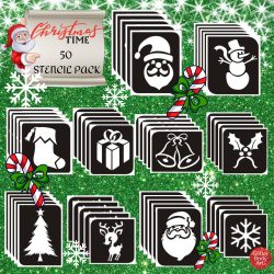 Christmas glitter tattoo stencil pack for festival parties and events for kids Christmas party